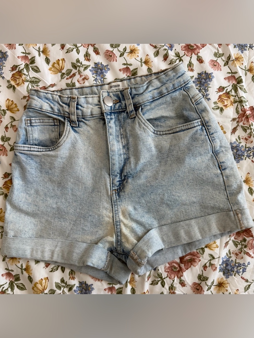 Cotton:On High-Rise Light Wash Denim Shorts